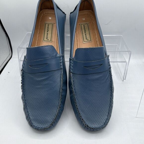 Scandia Woods Mens 13W Blue Leather Mocs Loafers Driving Shoes BOA303 - Picture 10 of 10